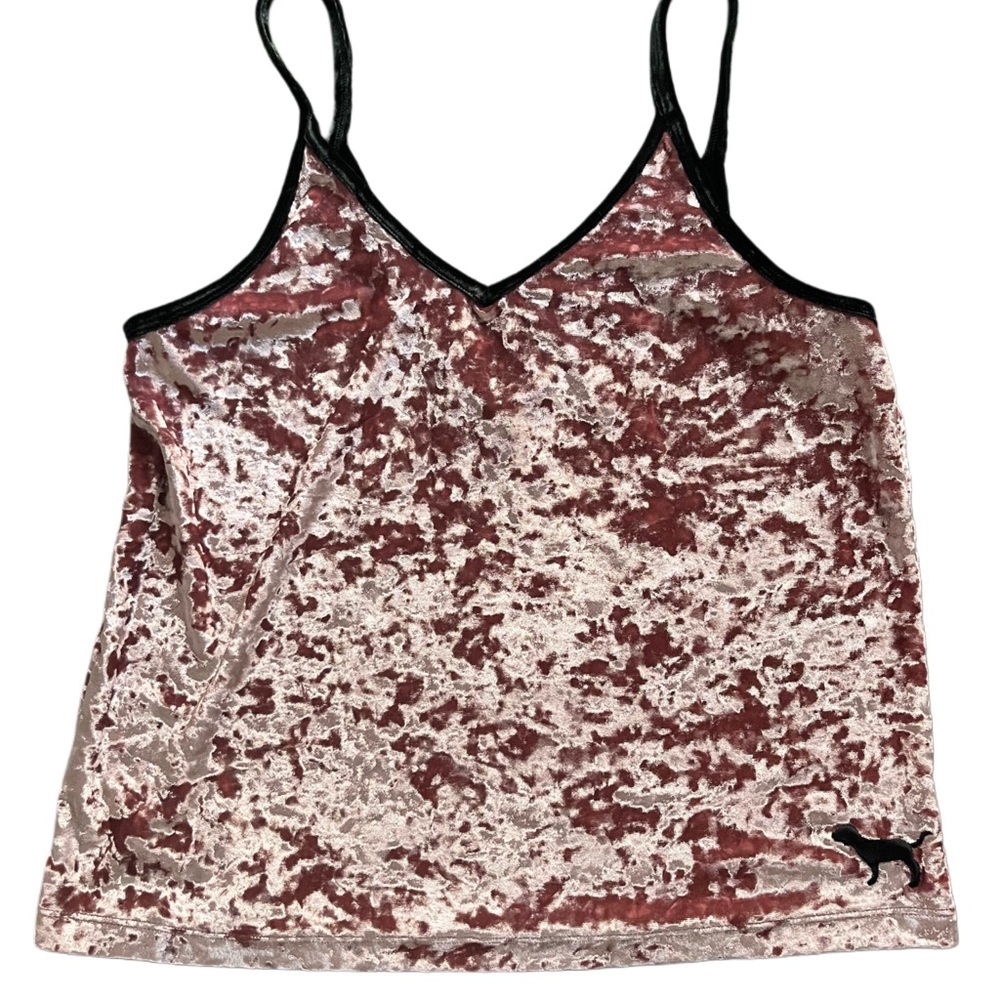 VTG Victoria’s Secret PINK Crushed Velvet Cami - Pink & Black - Medium